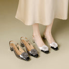 Damen Slingback-Pumps mit eleganter Blütenapplikation