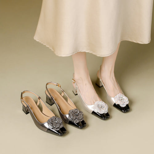 Damen Slingback-Pumps mit eleganter Blütenapplikation R&B