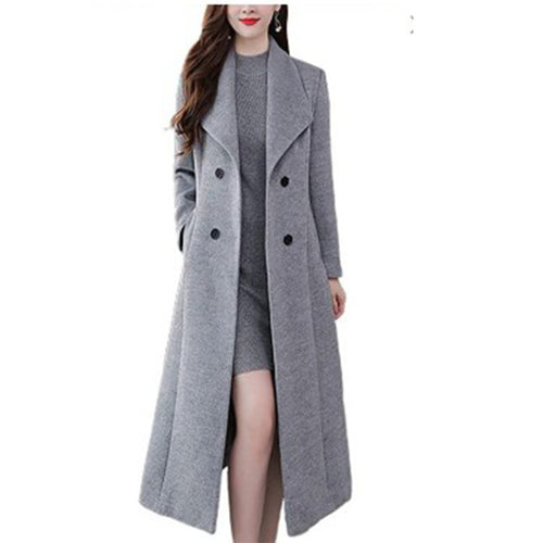 Damen Lange Wollmantel R&B