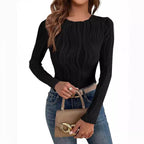 Damen Langarmshirt mit strukturiertem Wellenmuster R&B