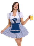 Damen Trachtenkleid im modernen Latzdesign mit nostalgischen Karomustern und verspieltem Schürzenakzent R&B