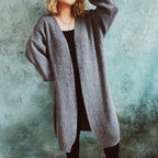 Damen Oversized Strickjacke mit tiefem V-Ausschnitt und lässigem Schnitt R&B