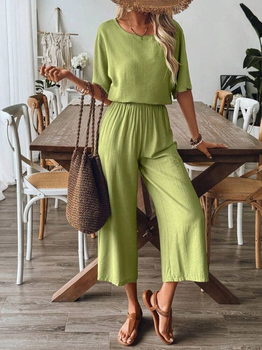 Damen weites Jumpsuit mit elastischem Taillenbund und lässigem Schnitt R&B