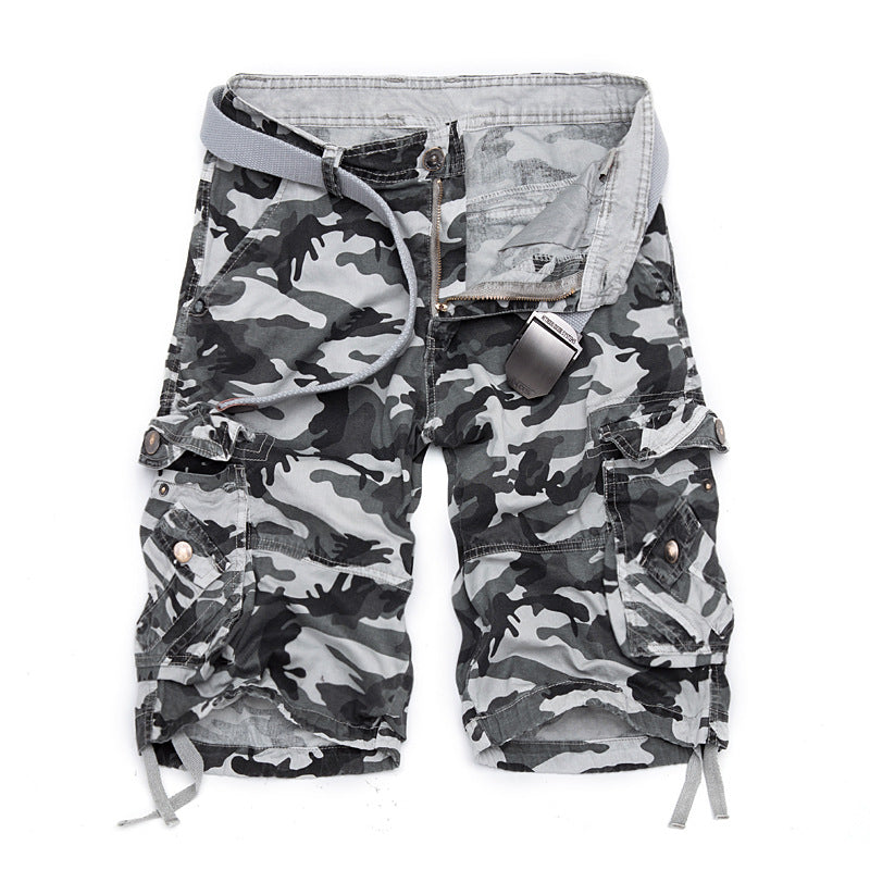 Herren Camo Cargo-Shorts mit mehreren Taschen und verstellbarem Bund R&B