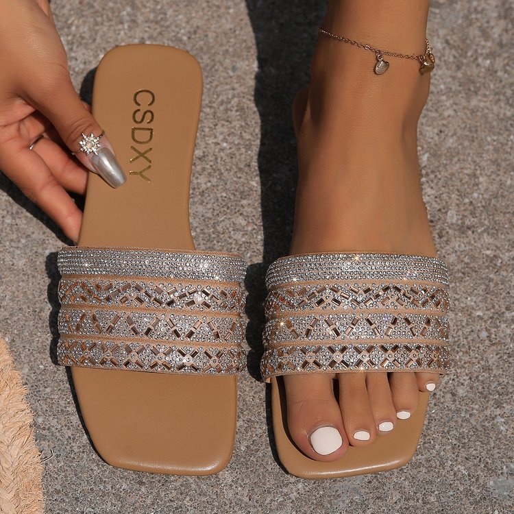 Damen elegante Riemchen-Sandaletten mit glamourösem Strassdesign R&B