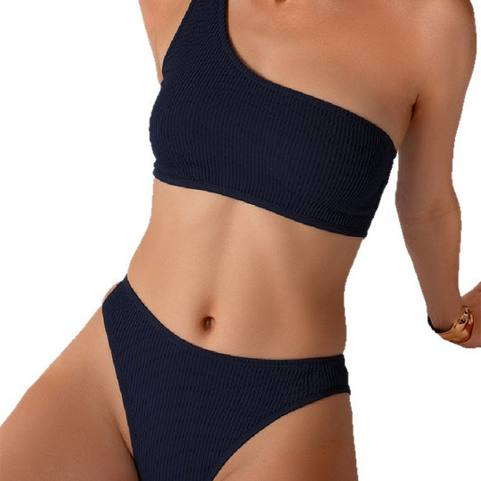 Damen Einseitiger Bikini mit modischem Rippendesign R&B