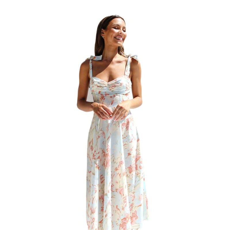 Damen Sommerliches Maxikleid mit verstellbaren Trägern und Raffungen R&B