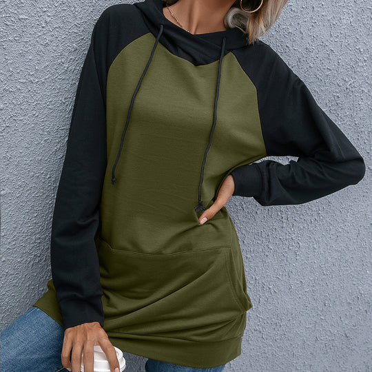 Damen lässiger Kapuzenpullover mit Taschen und sportlichem Raglan-Schnitt R&B