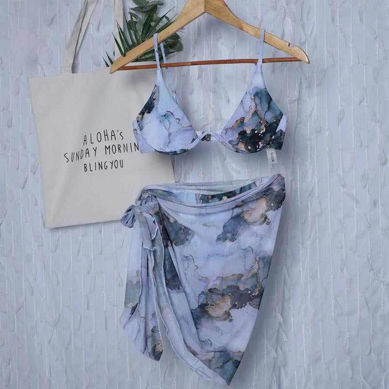 Damen Triangel-Bikini-Set mit Übergroßem Wickelrock R&B