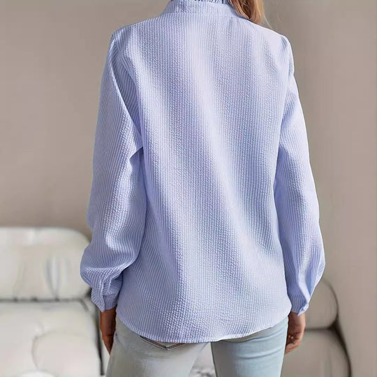 Damen elegante Hemdbluse mit Rüschendetails und strukturierter Oberfläche R&B