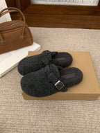 Damen Clogs aus hochwertigem Wollfilz mit dekorativen Schnallenapplikationen R&B