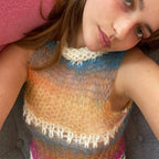 Damen modisches Cropped Oberteil mit raffinierten Netz- und Rippdetails R&B