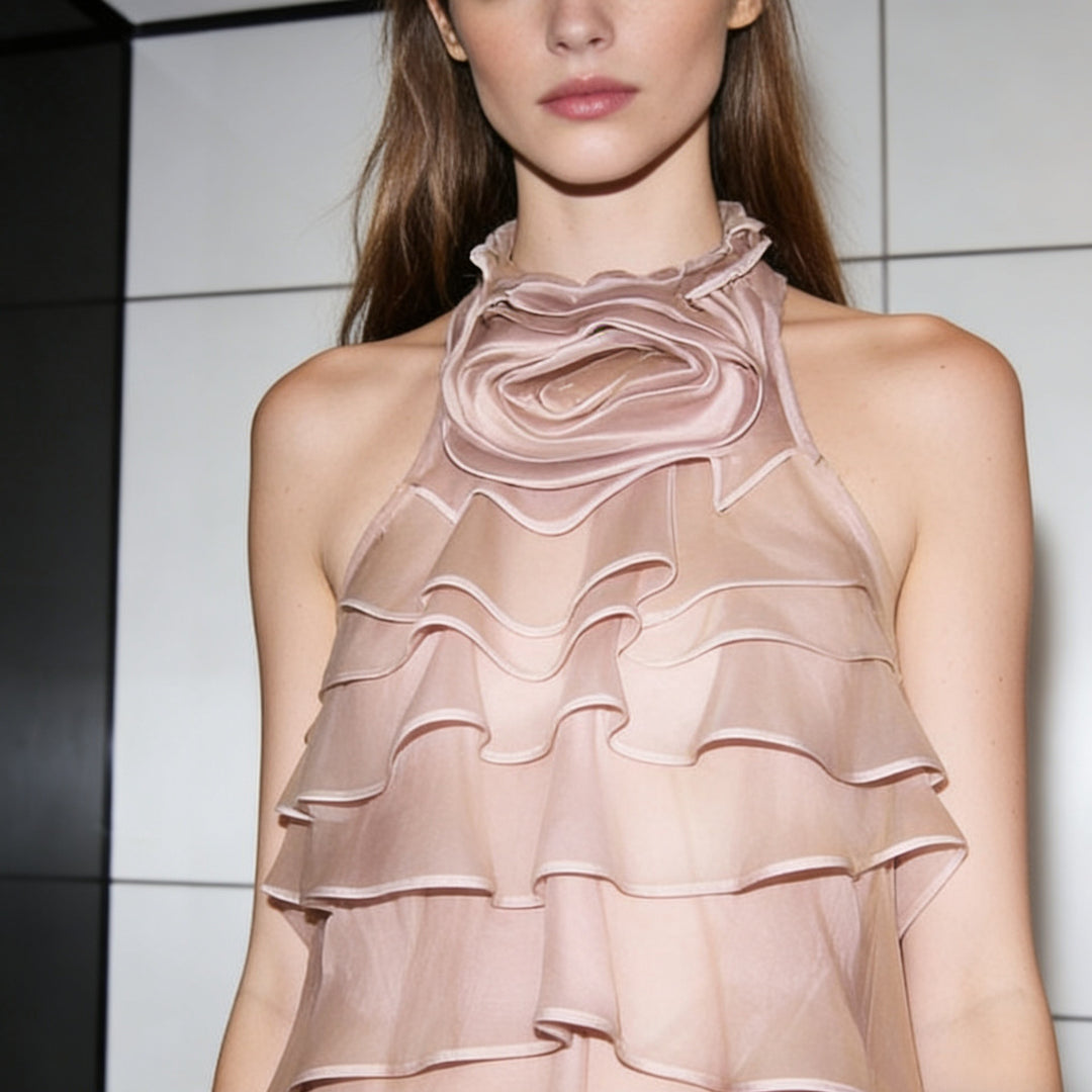 Damen luftige Rüschenkleid R&B