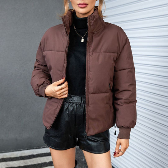 Damen Winter-Steppjacke mit hochschließendem Kragen und praktischen Reißverschlusstaschen R&B