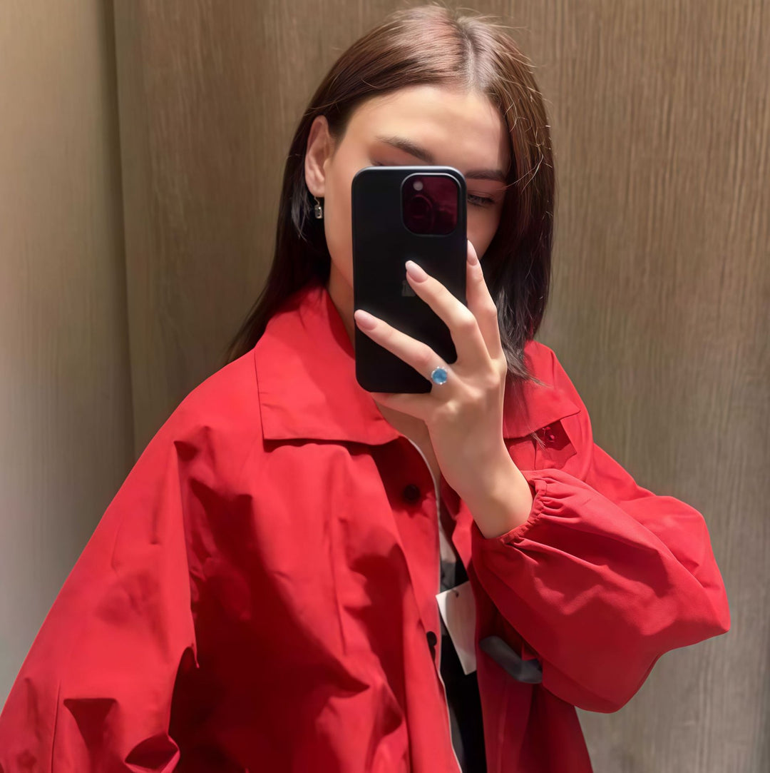 Damen Trendige oversized Utility-Jacke mit seitlichem Reißverschluss und lässigem Schnitt R&B