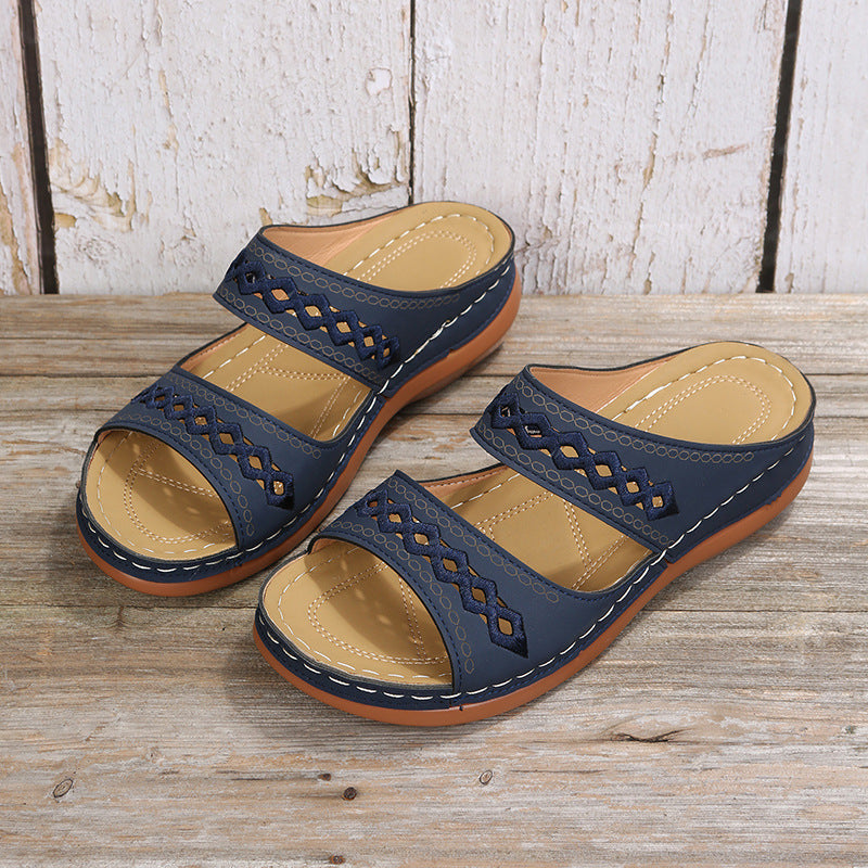 Damen bequeme Riemchen-Sandalen mit dekorativen Details R&B