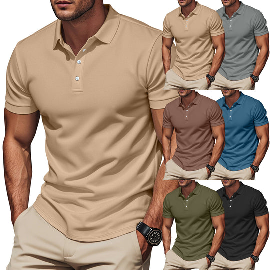 Herren nan Pima-Baumwoll-Polo mit Kentkragen, schmaler Silhouette und verstärkter Knopfleiste R&B