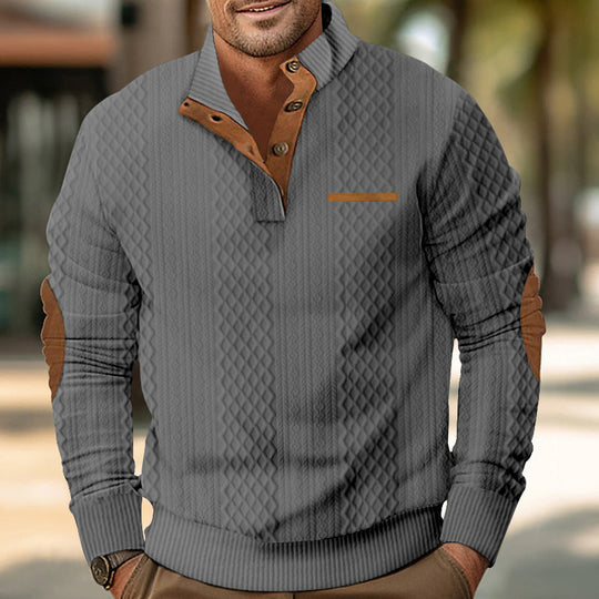 Herren Strickpullover mit modernem Kragen und strukturierter Oberfläche R&B