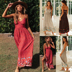 Damen Maxikleid mit Blumendruck und dekorativem Saum R&B