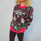 Damen weihnachtlicher Pullover mit bunten Applikationen und festlichem Design R&B
