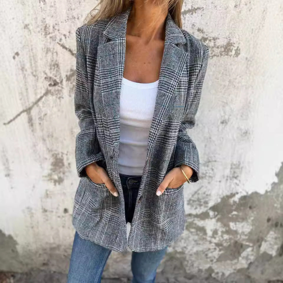Damen Karierter Blazer Damen