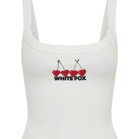 Damen Crop-Top mit Kirschstickerei und elastischem Baumwollmaterial R&B