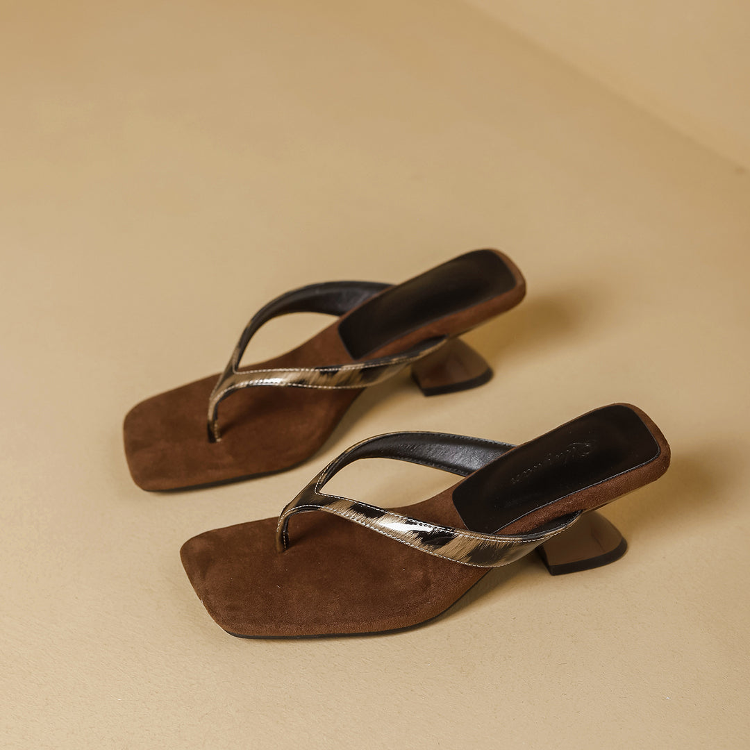 Damen elegante Flip-Flops mit modischem Blockabsatz R&B