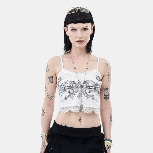 Damen Spitzencamisole mit floralem Druck R&B