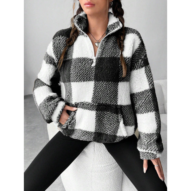 Damen kuscheliger Fleece-Pullover mit hohem Kragen R&B