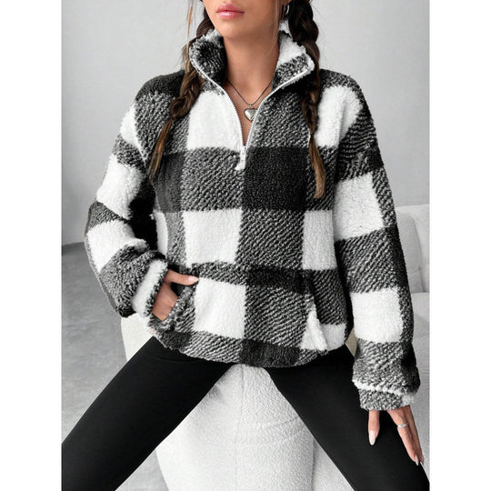 Damen kuscheliger Fleece-Pullover mit hohem Kragen R&B