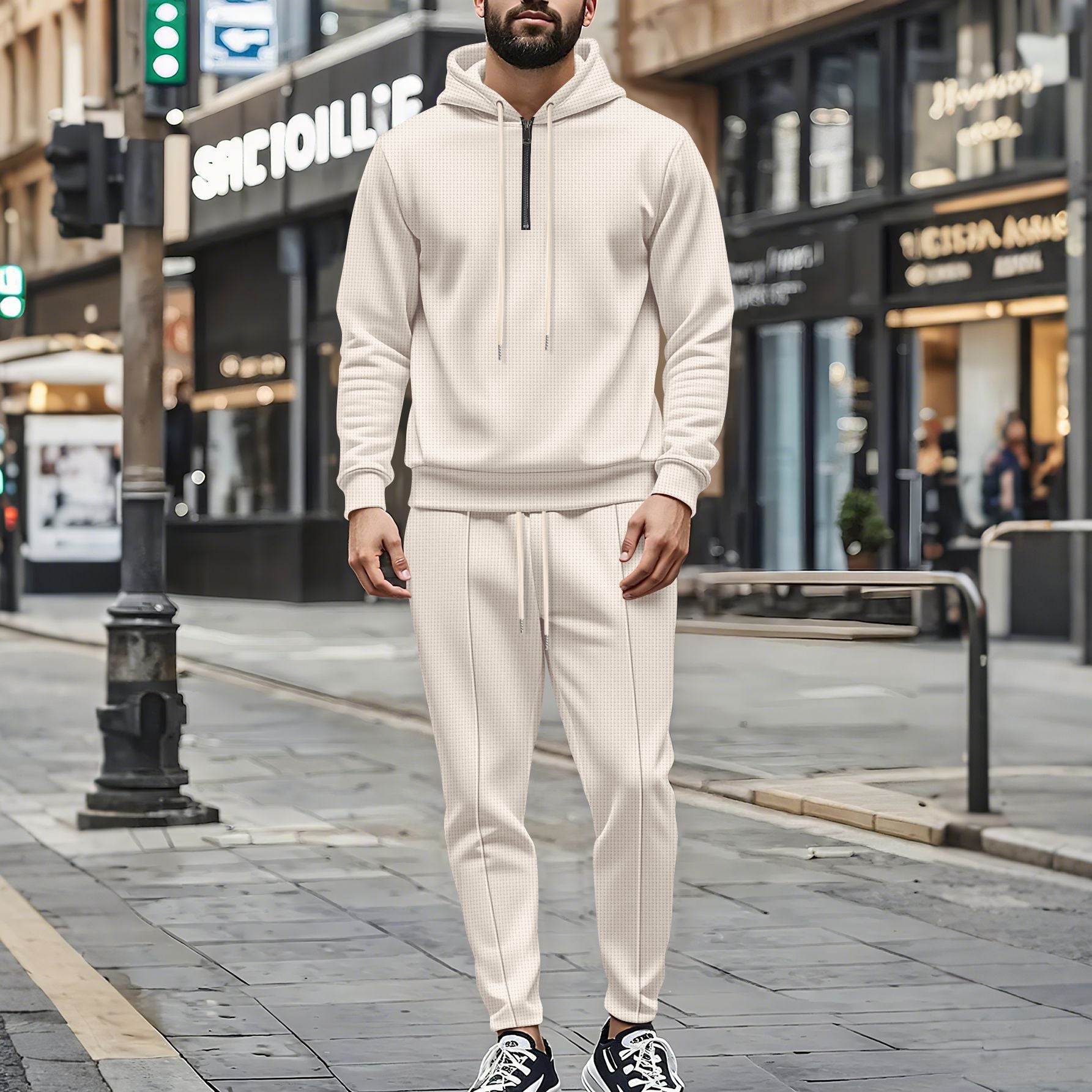 Herren lässiger Kapuzenanzug mit modernem Schnitt und atmungsaktiven Materialien R&B