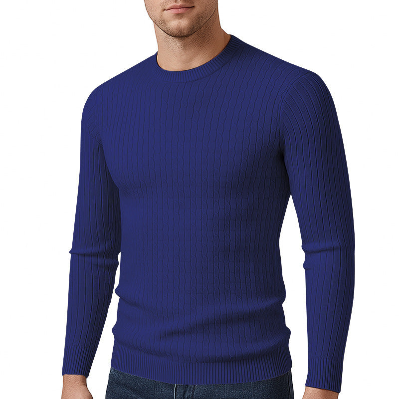 Herren modischer Strickpullover mit feinem Zopfmuster R&B
