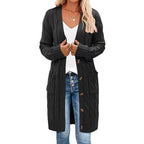 Damen Grobstrick-Cardigan mit Taschen und durchgehendem Knopfverschluss R&B