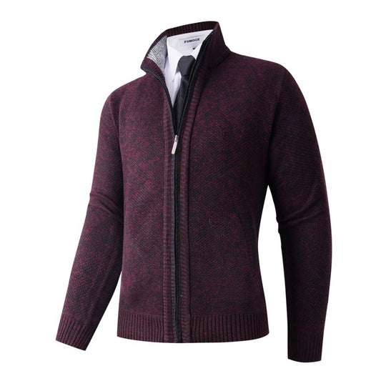 Herren stylische Strickjacke mit hohem Kragen und praktischen Taschen R&B