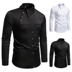 Herren modisches Hemd mit asymmetrischem Kragen und stilvollen Knopfdetails R&B