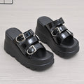 Damen Wedge-Pantoletten mit modischem Doppelriemen-Design und rutschfester Sohle R&B