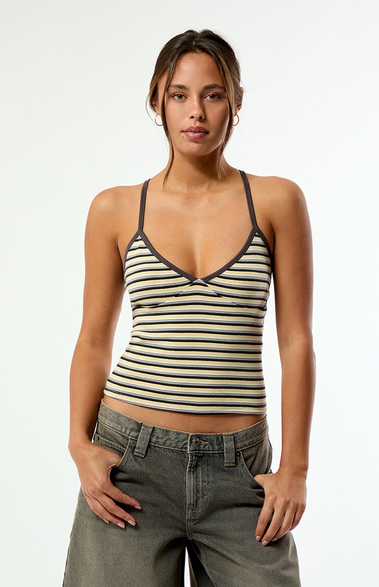 Damen Camisole-Top im lässigen Streifendesign mit verstellbaren Trägern R&B
