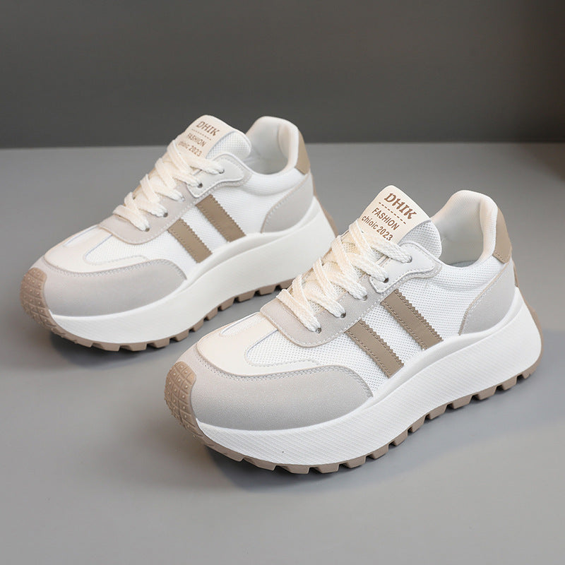 Damen Modische Plateausneaker mit atmungsaktiver Mesh-Oberfläche und stoßdämpfendem Sohlenprofil R&B