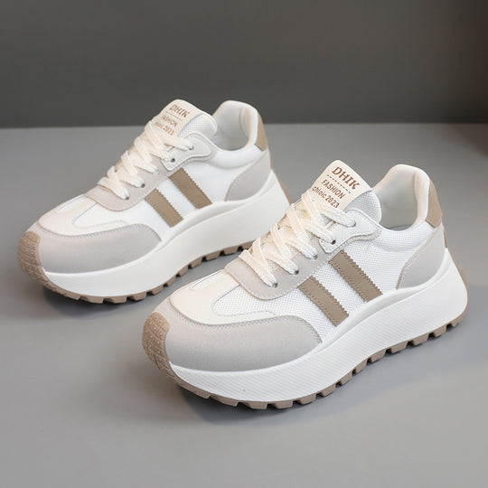 Damen Modische Plateausneaker mit atmungsaktiver Mesh-Oberfläche und stoßdämpfendem Sohlenprofil R&B