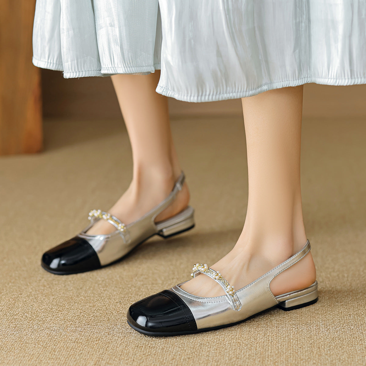 Damen Slingback-Ballerinas mit eleganter Schnallenverzierung