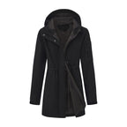 Damen nan funktionaler Softshell-Parka mit Teddyfleece-Futter, Kapuze und Taillenzug R&B