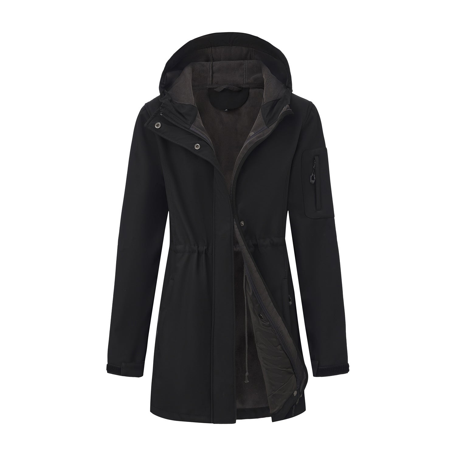 Damen nan funktionaler Softshell-Parka mit Teddyfleece-Futter, Kapuze und Taillenzug R&B