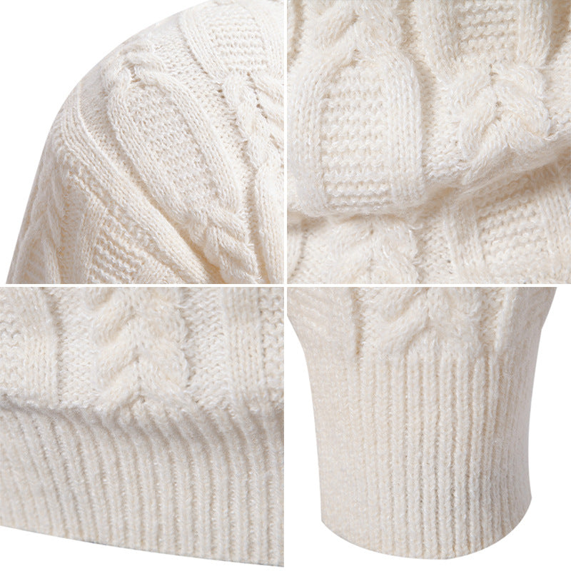 Herren Grobstrickpullover mit modernem Zopfmuster und Rundhalsausschnitt R&B