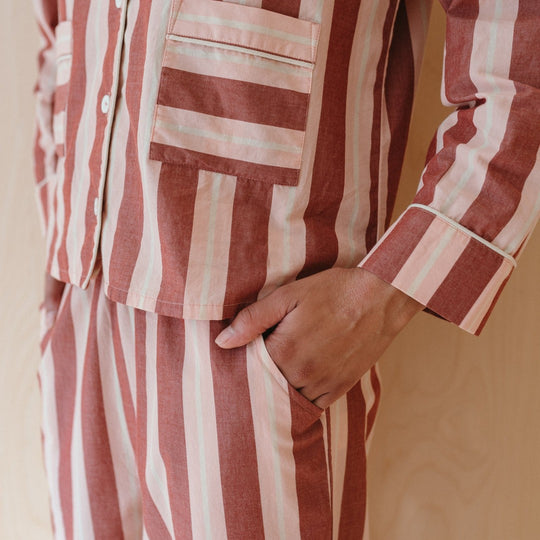 Damen Pyjama-Set mit modischem Streifenmuster R&B