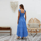 Damen Maxikleid mit schulterfreien Trägern und kaschierenden Rüschendetails R&B