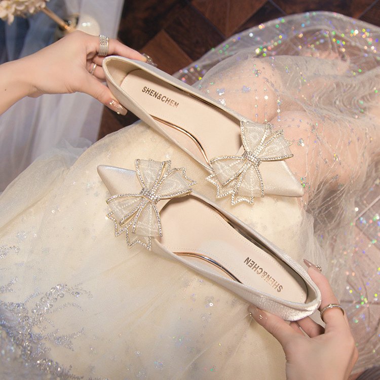 Damen elegante Pumps mit funkelndem Schleifenakzent R&B