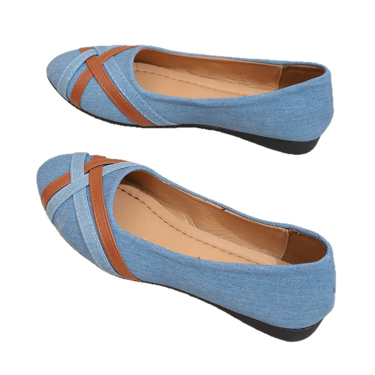 Damen Ballerinas mit modischer Strap-Kombination und elastischer Sohle R&B