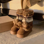 Damen Flauschige Winterboots mit dekorativem Kunstfell und praktischen Schnürdetails R&B
