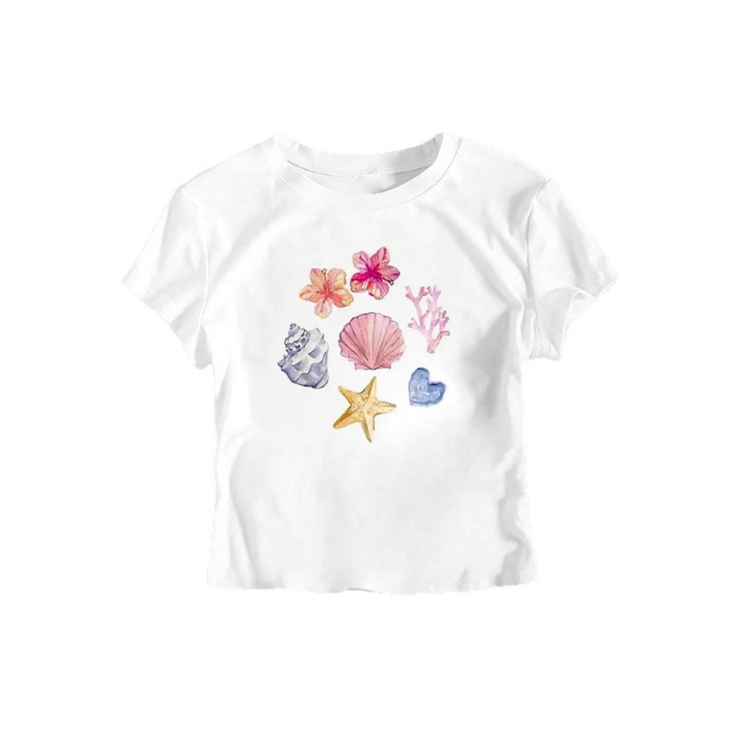 Damen Crop-T-Shirt mit maritimem Motiv R&B