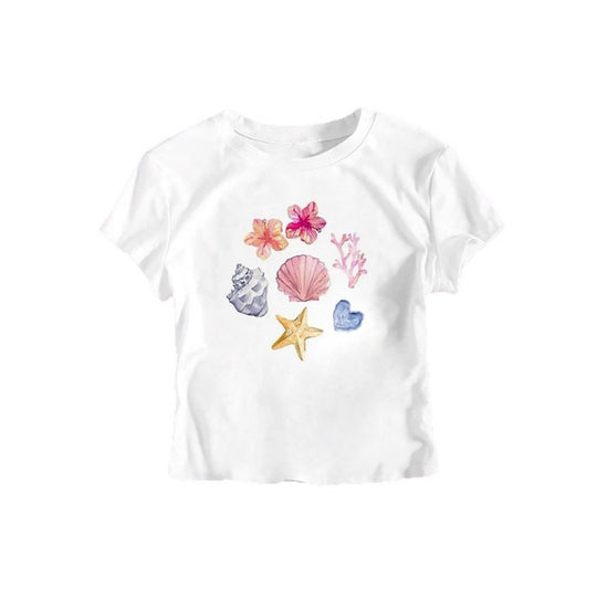 Damen Crop-T-Shirt mit maritimem Motiv R&B